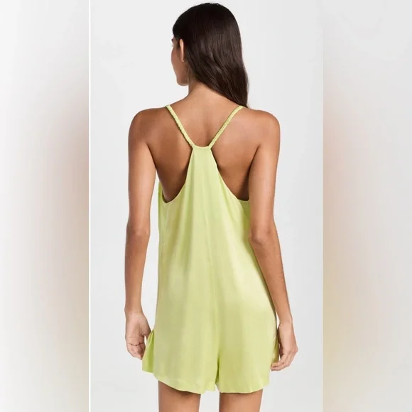 Lunya washable silk romper in boundless lime size L - Picture 2 of 8